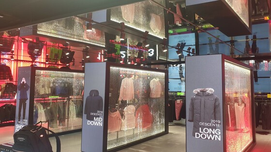Descente group store signage system across the country